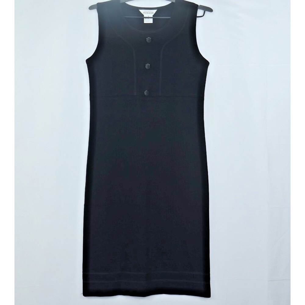 Exclusively Misook Black Midi Sleeveless Dress Business Office Classic size S